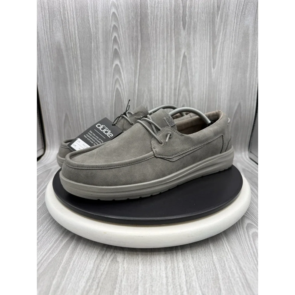 Hey Dude Welsh Grip Mens Size 12 Armadillo Gray Suede Casual Slip On Shoes NEW